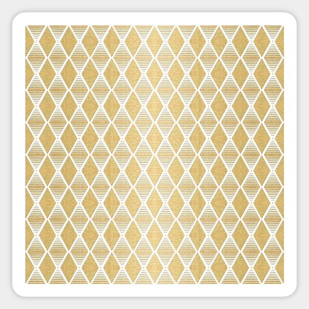 White & Gold Geometric Pattern Sticker by aklara